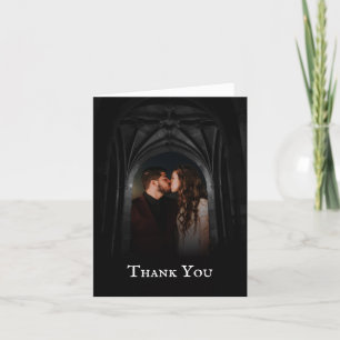 Gothic Arch Elegant Wedding Donker Zwart-wit Bedankkaart