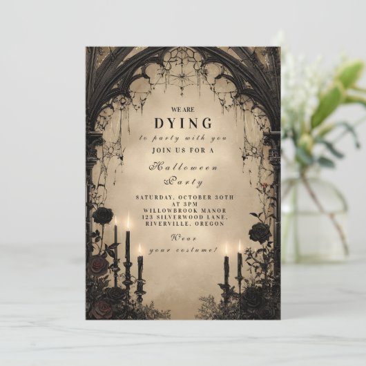 Gothic Arch kaarslicht Halloween Kaart (Staand voorkant)