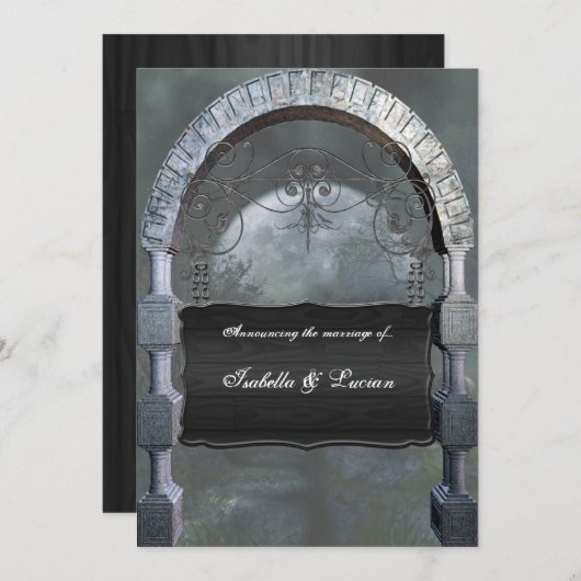 Gothic Arch Plaque Vampire Gothic Weddenschap Kaart (Voorkant / Achterkant)