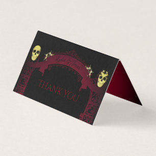 Gothic Arch Trellis en Skulls Bruiloft Dank U Kaart