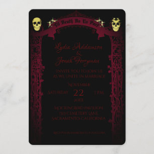 Gothic Arch Trellis en Skulls Wedding Kaart
