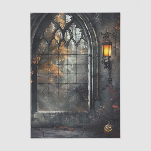 Gothic Arched Window by lamplight Decoupage Tissuepapier (Voorkant)
