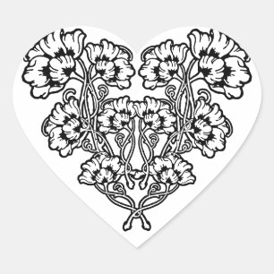 Gothic Art Nouveau Flower Heart Hart Sticker