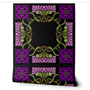 Gothic Art Nouveau Roos en Dahlia Purples Behang