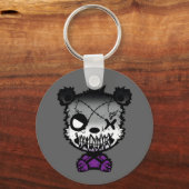 Gothic Asexual Pride Flag gekleurd Beer Sleutelhanger (Voorkant)