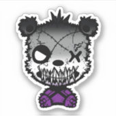 Gothic Asexual Pride Flag gekleurd Beer Sticker (Voorkant)