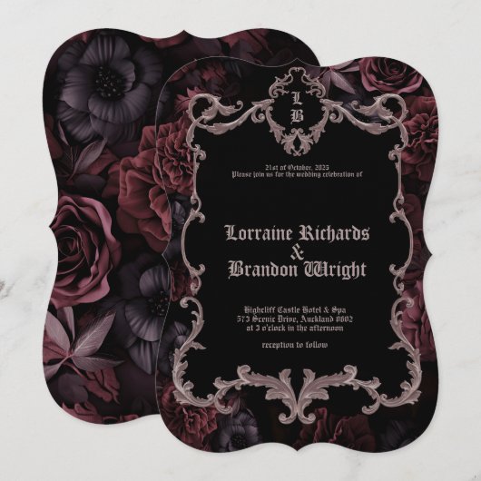 Gothic Aurelian Nightfall Wedding Invitation (Devant / Derrière)