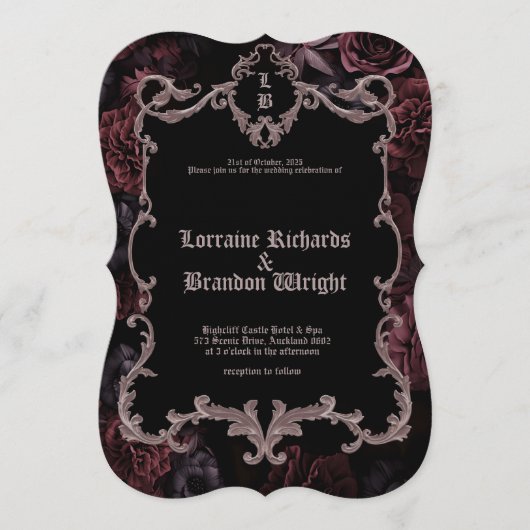 Gothic Aurelian Nightfall Wedding Invitation (Devant)