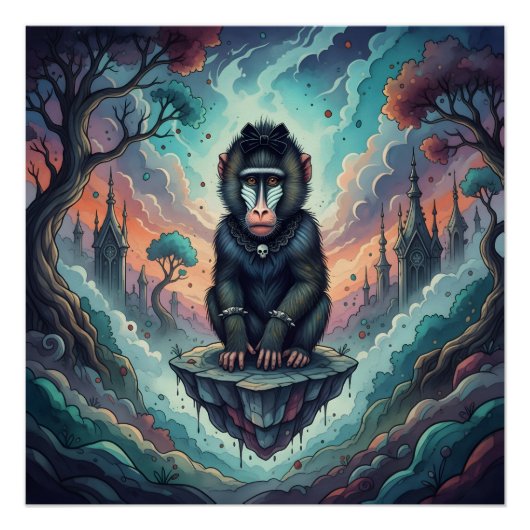 Gothic Baboon Dreamscape Perfect Poster (Voorkant)