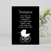 Gothic Baby Carriage Folie Uitnodiging (Staand Voorkant)