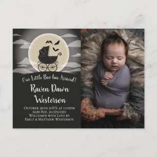 Gothic Baby Carriage Halloween Birth Annoucement Briefkaart