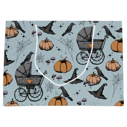 Gothic Baby Carriage Halloween Blue Groot Cadeauzakje (Voorkant)