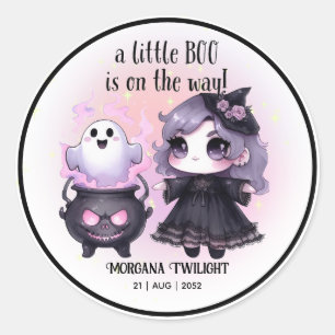 Gothic Baby Meisje Ghost Little Boo op de Weg Ronde Sticker