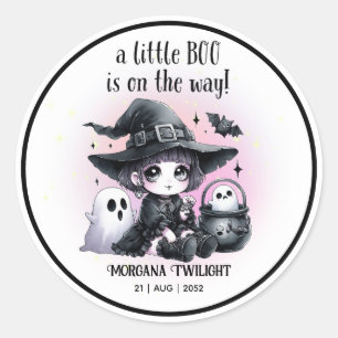 Gothic Baby Meisje Ghost Little Boo op de Weg Ronde Sticker