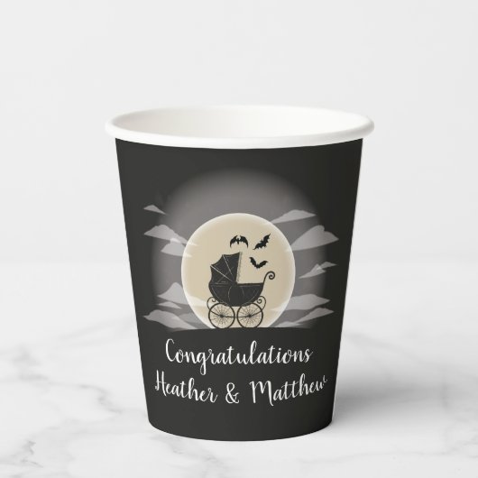 Gothic Baby shower Halloween Carriage Papieren Bekers (Achterkant)