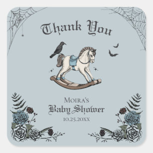 Gothic Baby Shower Schommelpaard Bedankt Vierkante Sticker