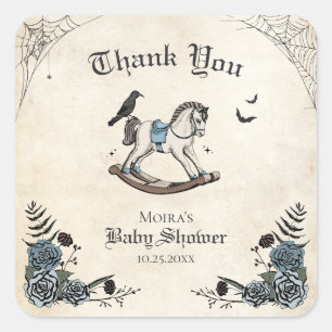 Gothic Baby Shower Schommelpaard Bedankt Vierkante Sticker