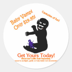 Gothic Baby Vampire Voodoo Doll Halloween Humor Ronde Sticker
