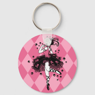 Gothic Ballerina in Roze Sleutelhanger