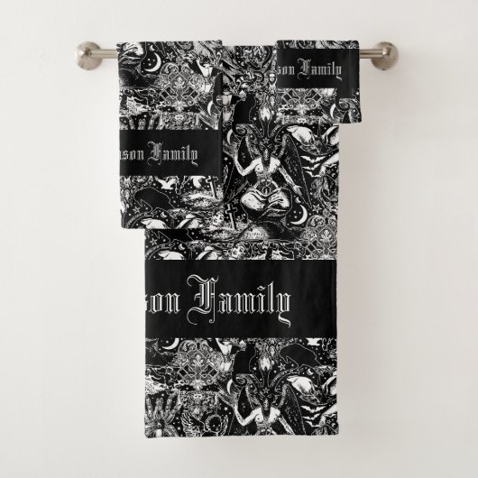 Gothic Baphomet Vleermuizen Skulls Gothic Bad Handdoek (Insitu)