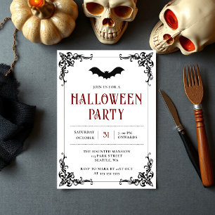 Gothic Bat Adult Halloween Party Kaart