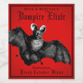  Gothic Bat Halloween Vampire Elixir Wijn Etiket (Enkel label)