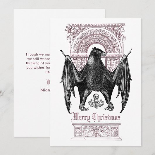 Gothic Bat Merry kerstvakanay Kaart (Voorkant / Achterkant)