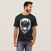 Gothic Bat Moon Wicca Skull T-shirt (Voorkant volledig)