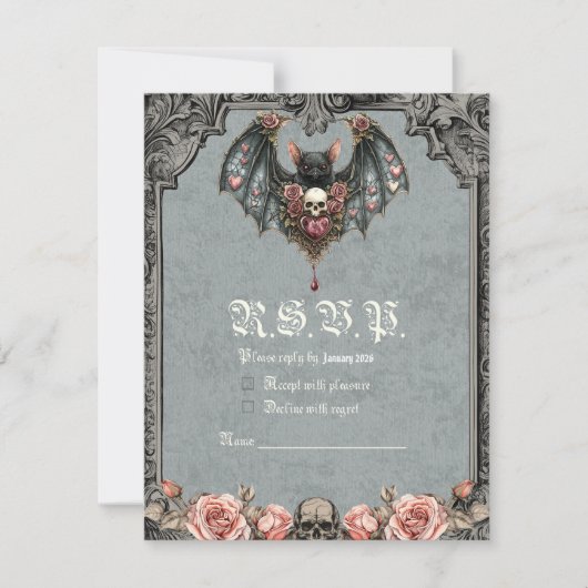 Gothic Bat RSVP-kaart Kaart (Voorkant)