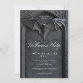 Gothic Bat Tombstone Halloween Party Kaart (Voorkant)