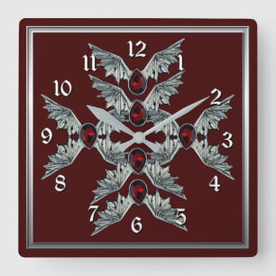 Gothic Bat Wings Square Clock 2 Vierkante Klok