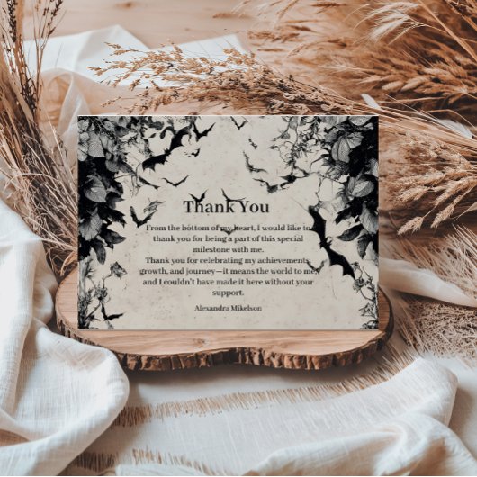Gothic Bats & Roses Birthday Bedankkaart