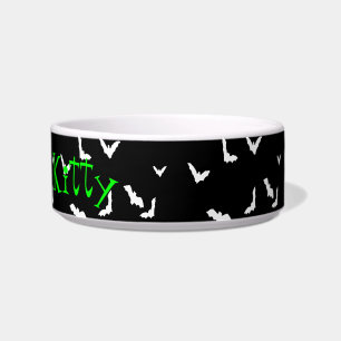 Gothic Bats Spooky Cat Food Bowl "UNDEAD Kat" Voerbakje