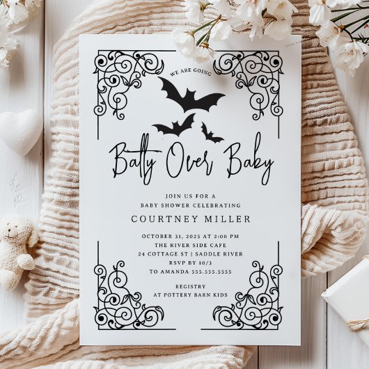 Gothic Batty Baby shower Kaart