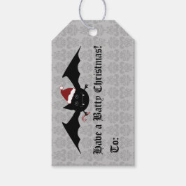 Gothic batty kerstbat cadeaulabel