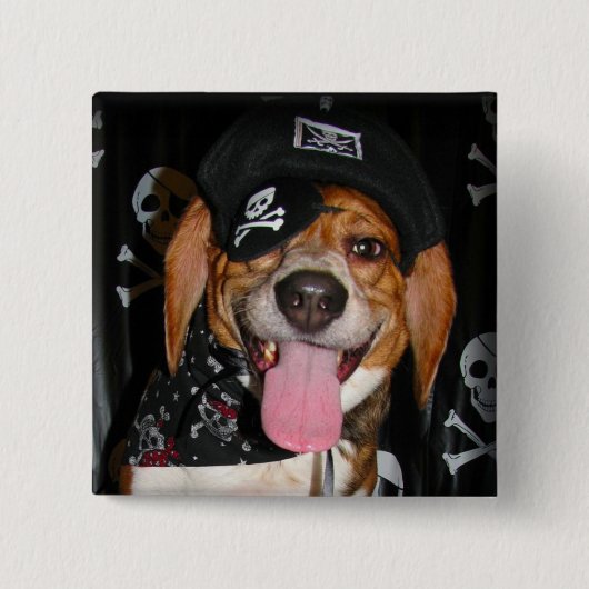 Gothic Beagle Pirate dog Button (Voorkant)