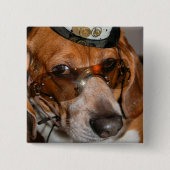 Gothic Beagle Steampunk dog Button (Voorkant)