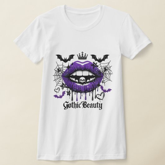 Gothic Beauty Purple Dripping Lips T-Shirt (Poser)