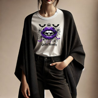 Gothic Beauty Purple Dripping Lips T-Shirt