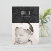 Gothic Beauty  Roos Birth Announement Aankondiging (Staand voorkant)