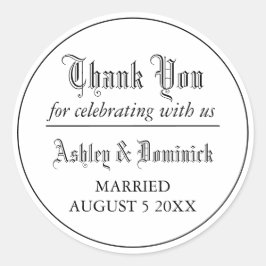 Gothic Bedankt voor de huwelijksgunst Ronde Sticker