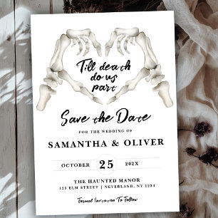 Gothic Bewaar de datum Minimal Wedding Skeleton He Save The Date