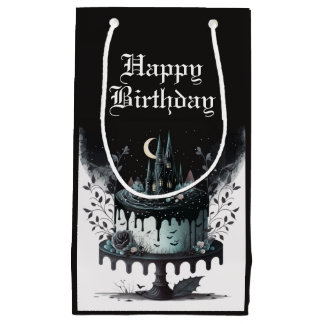 Gothic Birthday Gift Bag - Castle Birthday Cake Klein Cadeauzakje