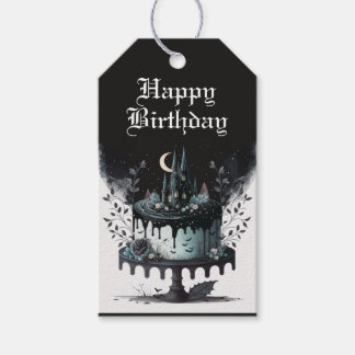 Gothic Birthday Gift Labels - Castle Birthday Cake Cadeaulabel