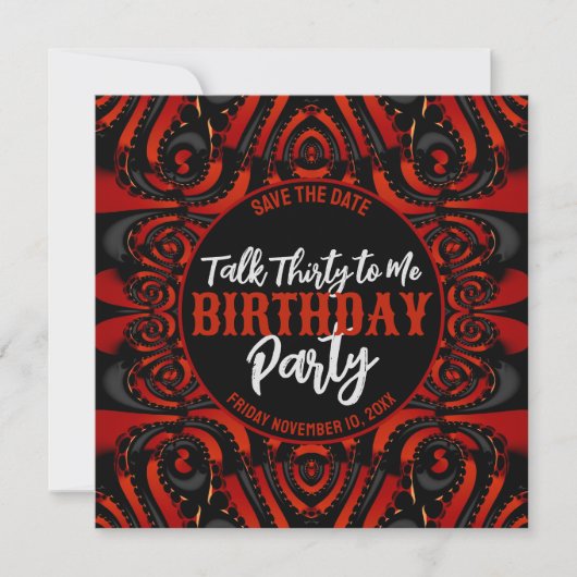 Gothic Birthday Talk Thirty Black + Red Party Kaart (Voorkant)