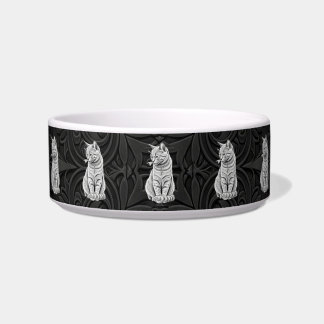 Gothic Black 3D Geometric Cat Ceramic Pet Bowl Voerbakje