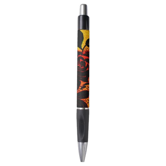 Gothic Black and Fire Roos Illustration Pen (Voorkant Verticaal)