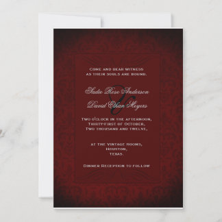 Gothic Black and Red Wedding Invitation Kaart