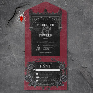 Gothic Black Arch & Black Rozen Wine No Dinner All In One Uitnodiging