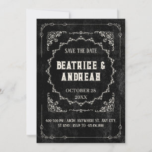 Gothic black barok save the date